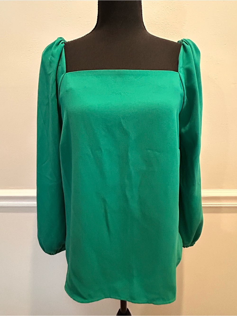 J. Crew Square Neck Long Sleeve Blouse in Green Size 10